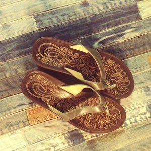 OluKai Kaula Lio wedge sandals leather